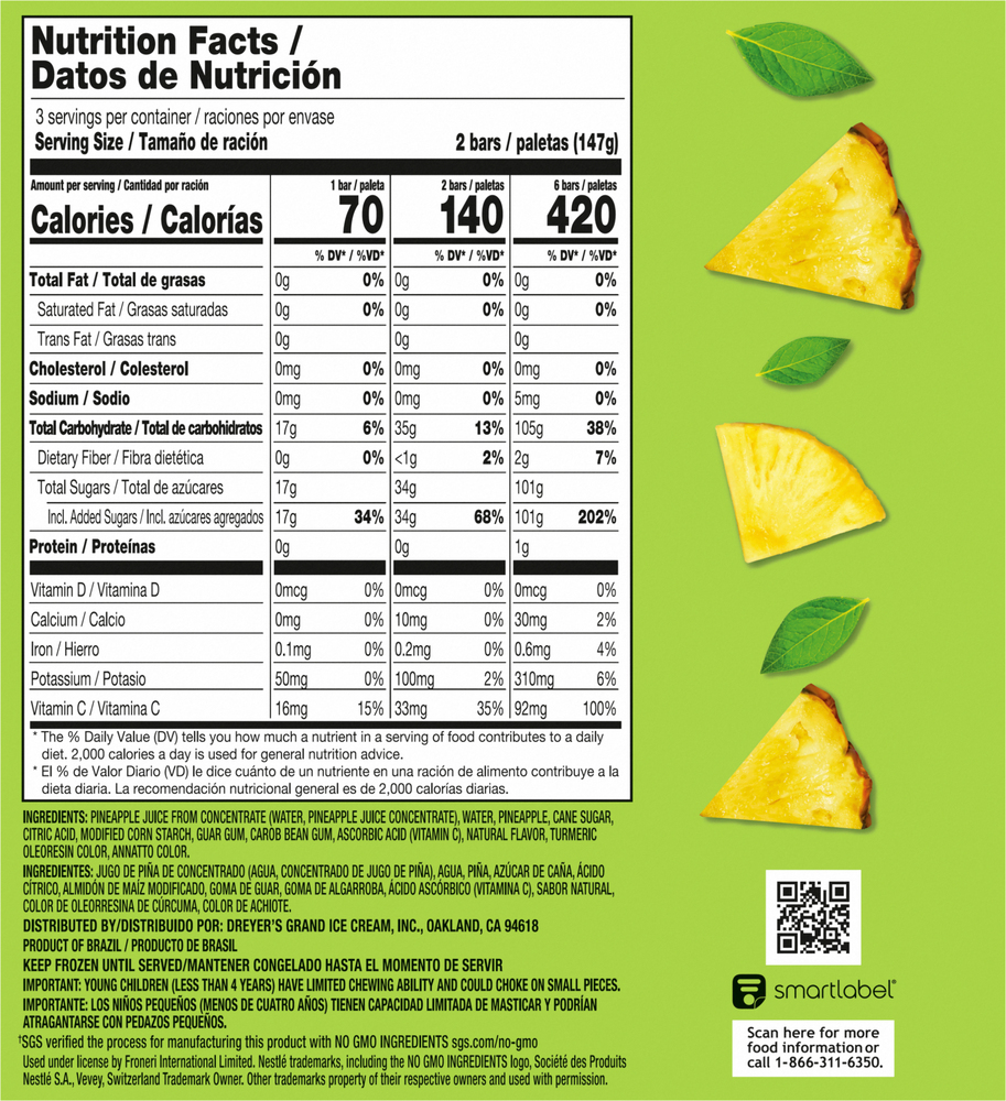 Outshine Fruit Bars, PineapplePlanogramBack