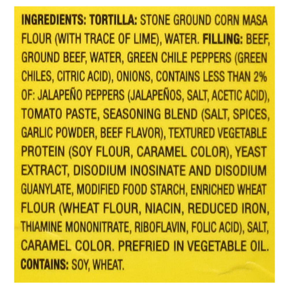 Jose Ole Taquitos, BeefIngredients