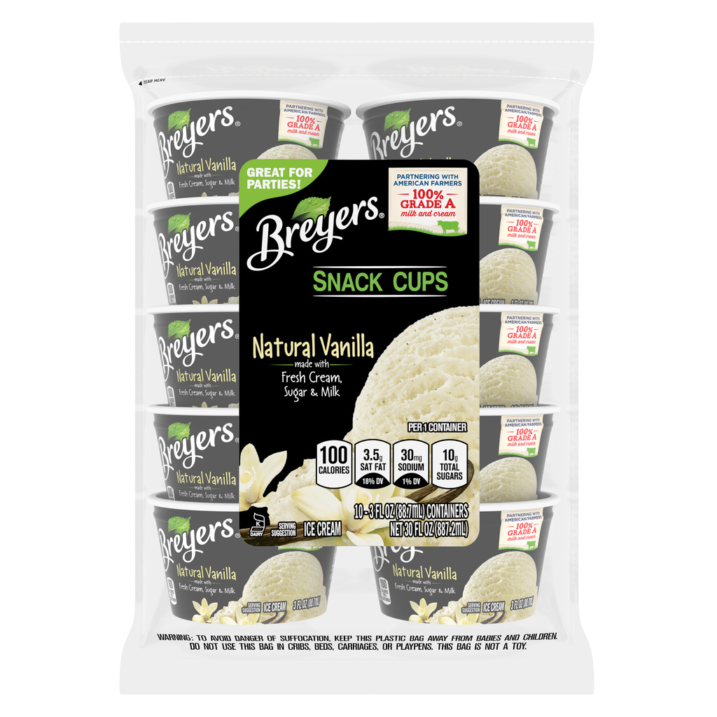 Breyers Ice Cream, Natural Vanilla, Snack CupsHero
