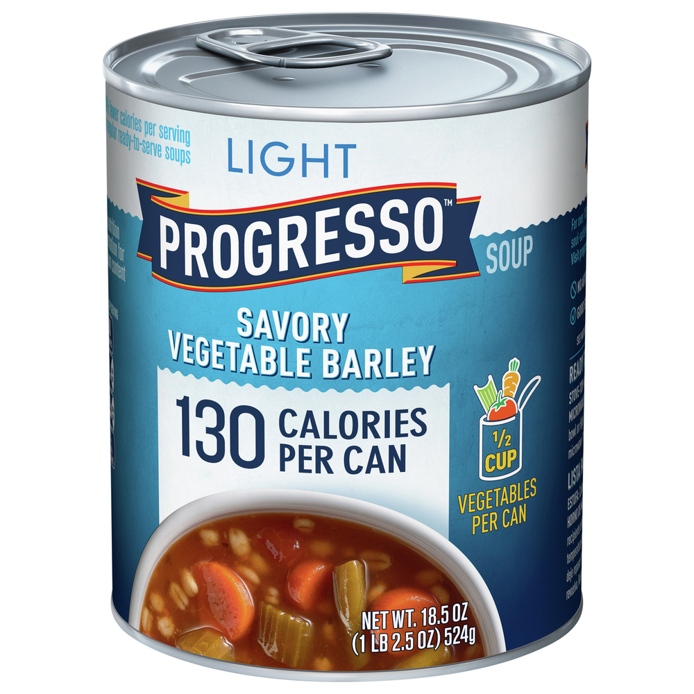 Progresso Soup, Light, Vegetable Barley, SavoryFrontRightElevated