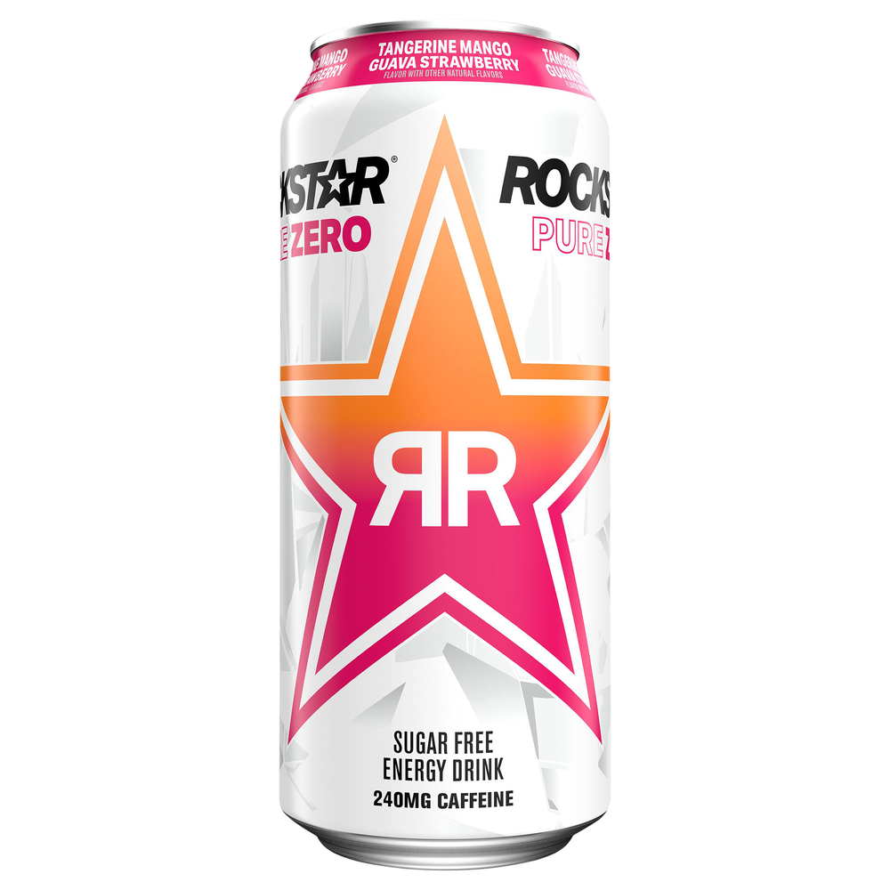 Rockstar Pure Zero Energy Drink, Tangerine Mango Guava Strawberry