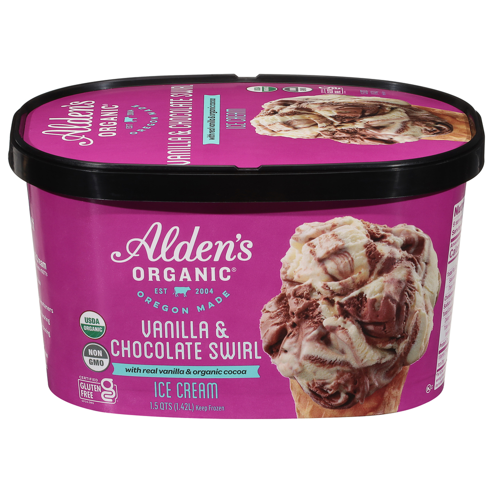 Alden's Organic Ice Cream, Vanilla & Chocolate Swirl
