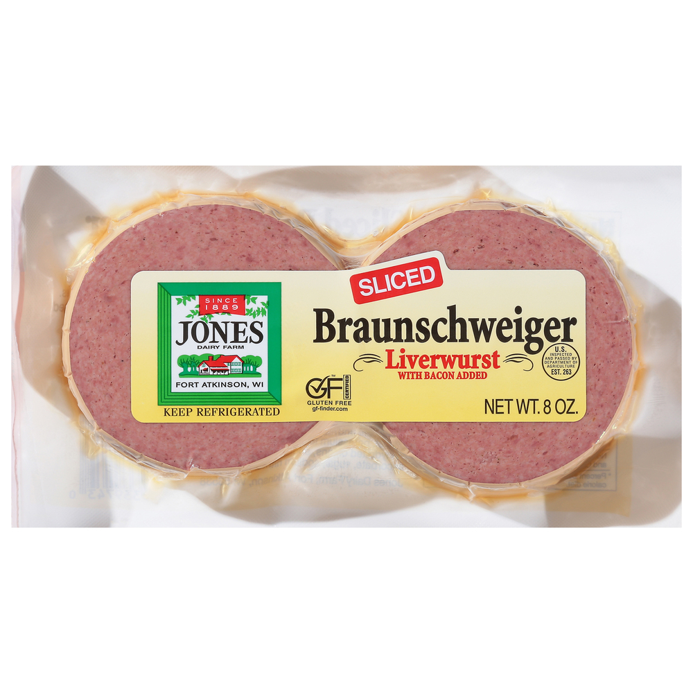 Jones Dairy Farm Liverwurst, Braunschweiger, SlicedMain