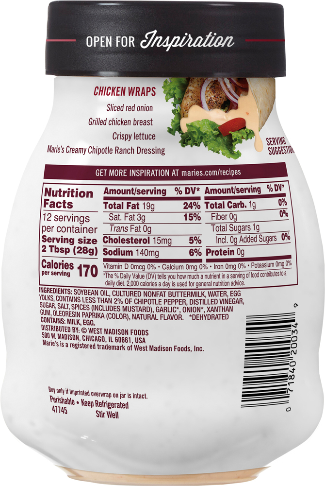 ranch dressing nutrition facts Mrs. Taste Zero Sodium No artificial ingredients Kraft Buttermilk Ranch Dressing