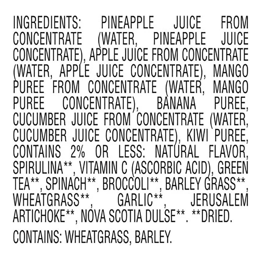 Bolthouse Farms Green Goodness 100% Juice Smoothie, Green Goodness-Ingredients