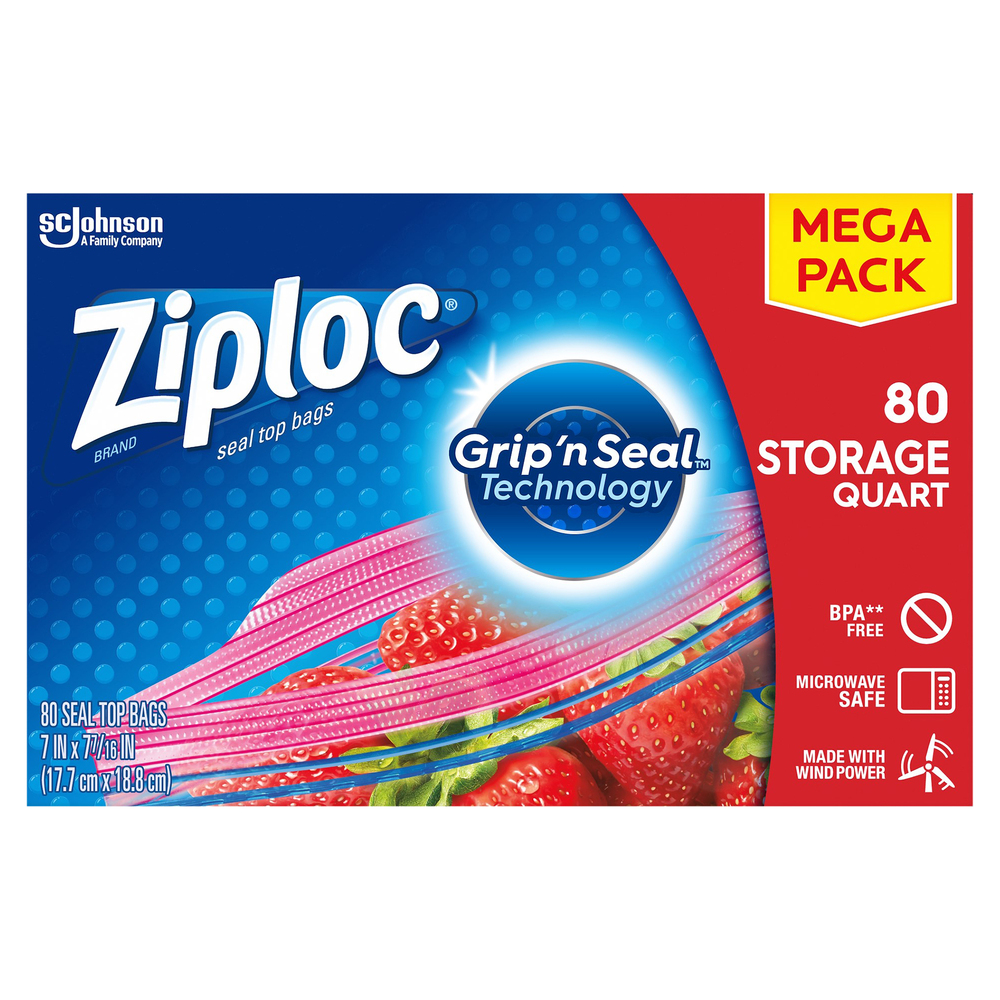 Ziploc Freezer Quart Bags with Grip 'n Seal Technology - 38 Ea