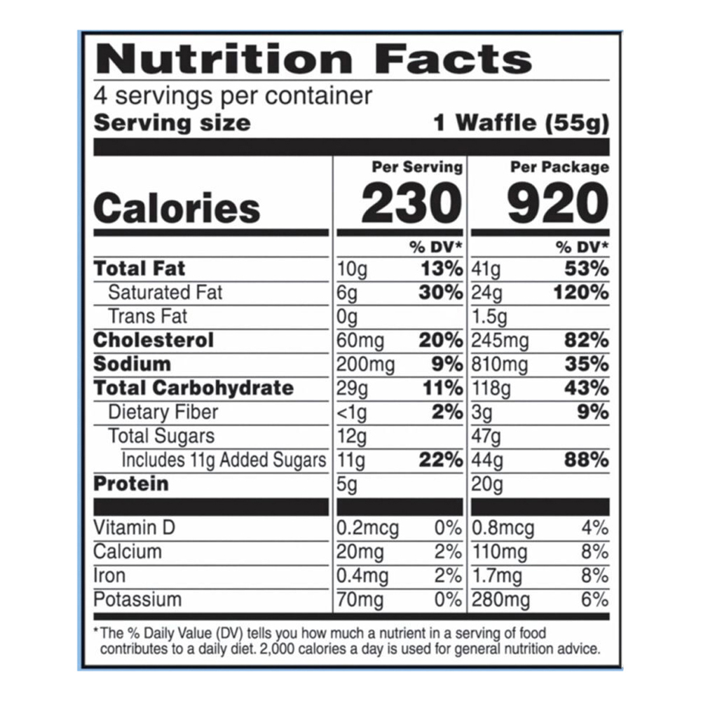 Eggo Waffles, Vanilla Bean, BelgianStyle StreetNutritionFacts