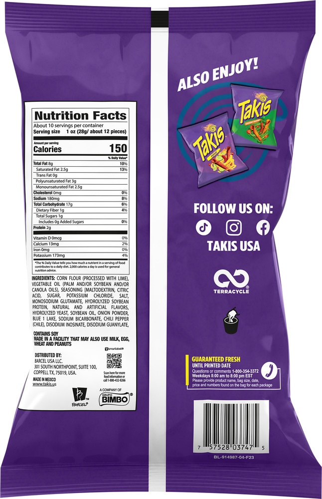 Takis Tortilla Chips, Blue Heat, Extreme