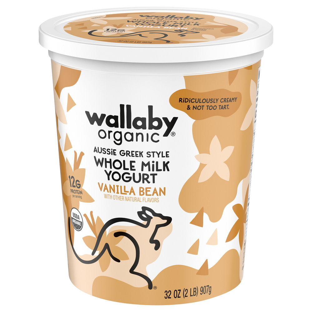 Wallaby Organic Yogurt Whole Milk Vanilla Bean Aussie Greek Style 