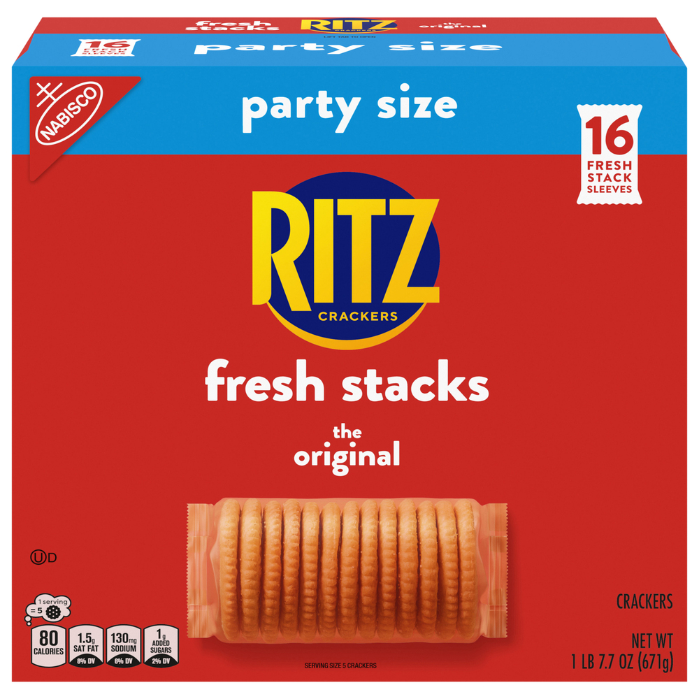 Fied Ritz Crackers RITZ Fresh Stacks Original Crackers, Party Size, Travel Snacks, 23.7 oz ...