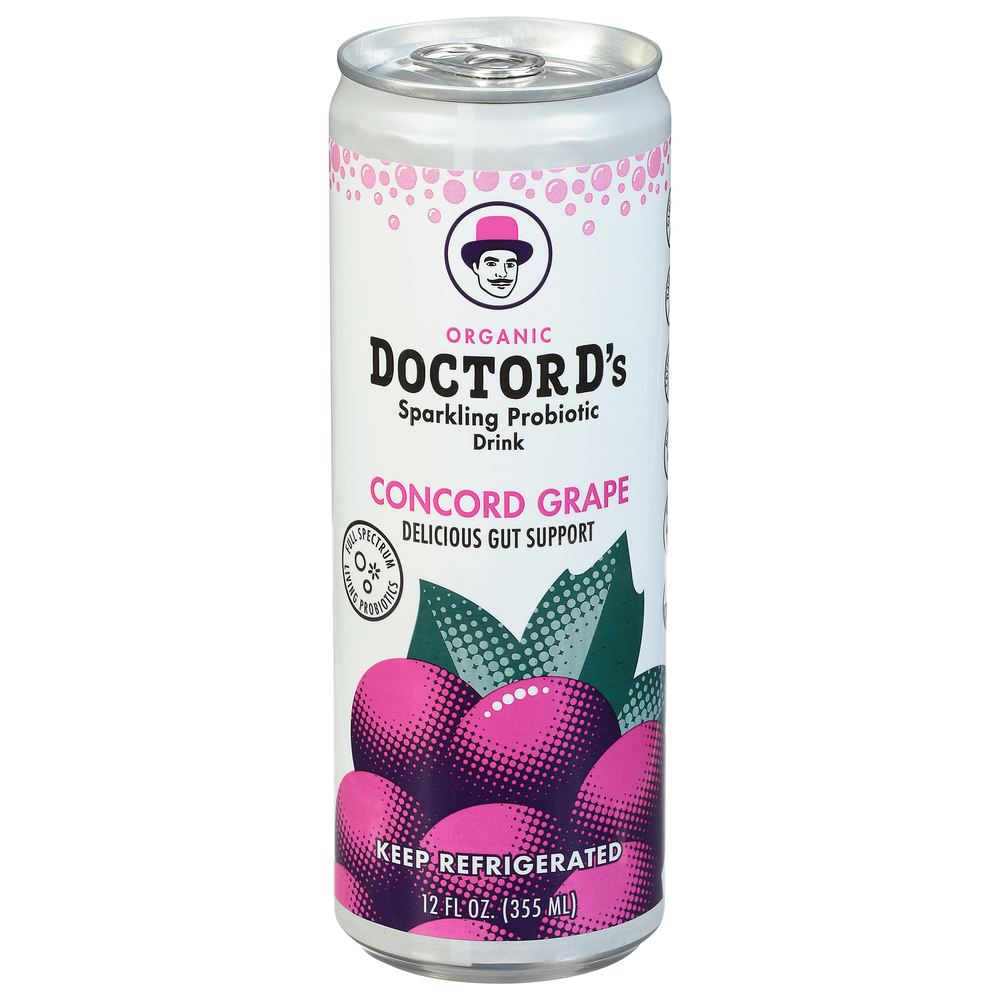 Doctor D's Sparkling Probiotic Drink, Organic, Concord Grape