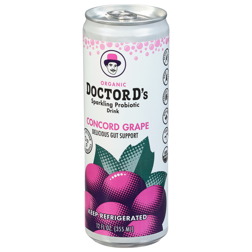Doctor D's Sparkling Probiotic Drink, Organic, Concord Grape