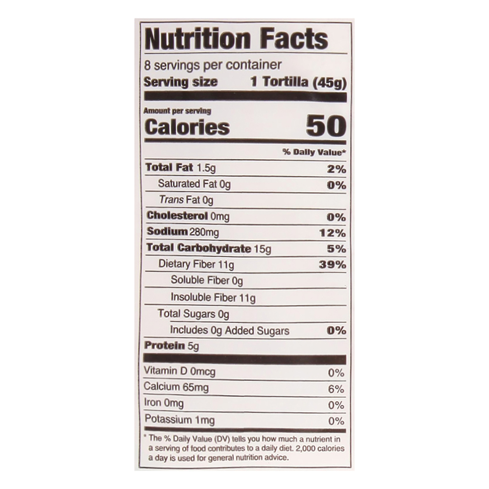 Ole Xtreme Wellness! Tortilla Wraps, High FiberNutritionFacts