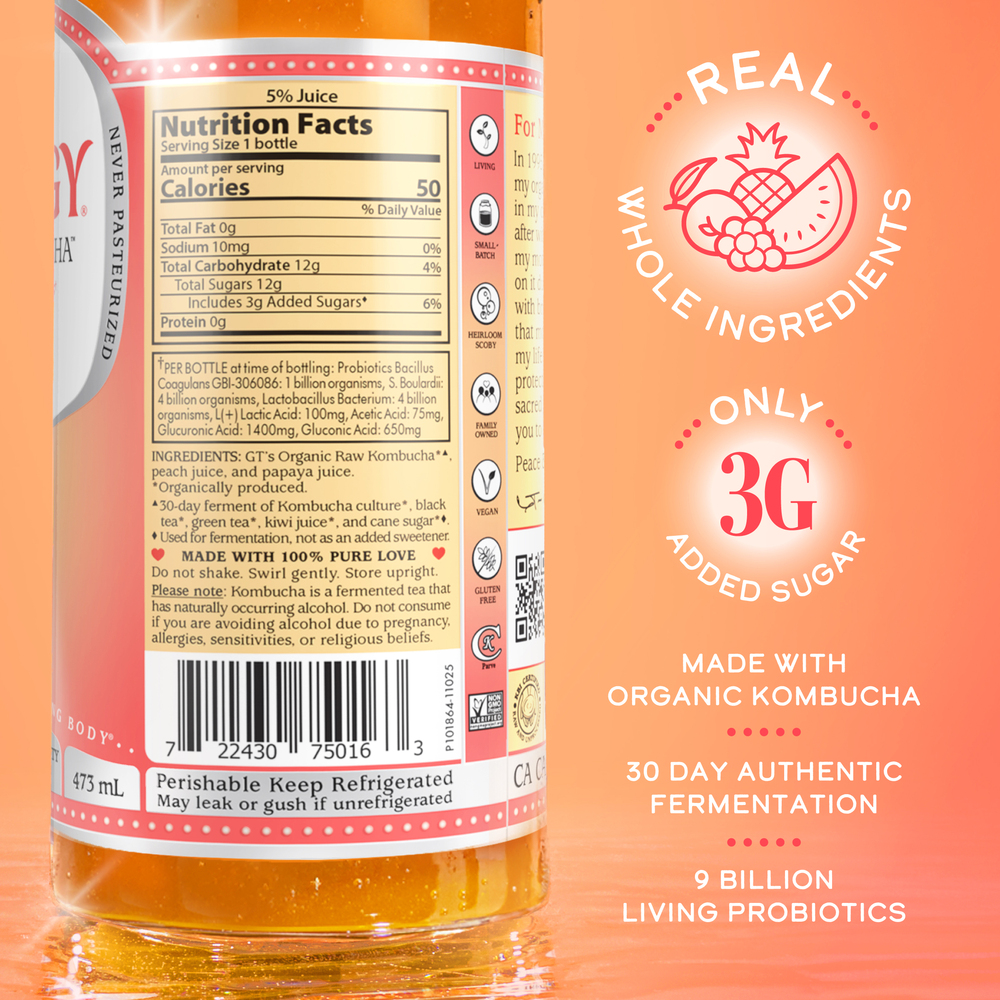 Synergy Peach Paradise Kombucha