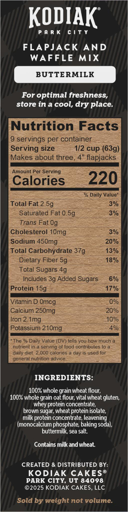 Kodiak Power Cakes Buttermilk Flapjack & Waffle Mix-Planogram-Right