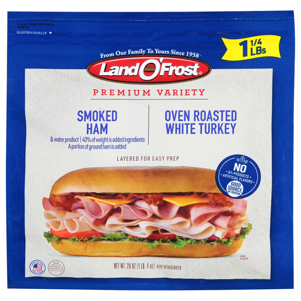 Land O'Frost Smoked Ham/Oven Roasted White Turkey, Premium VarietyMain