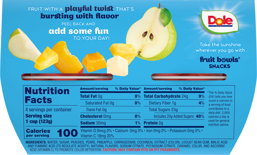 Dole Mixed Fruit, in Black Cherry Flavored Gel, Gel-Planogram-Back