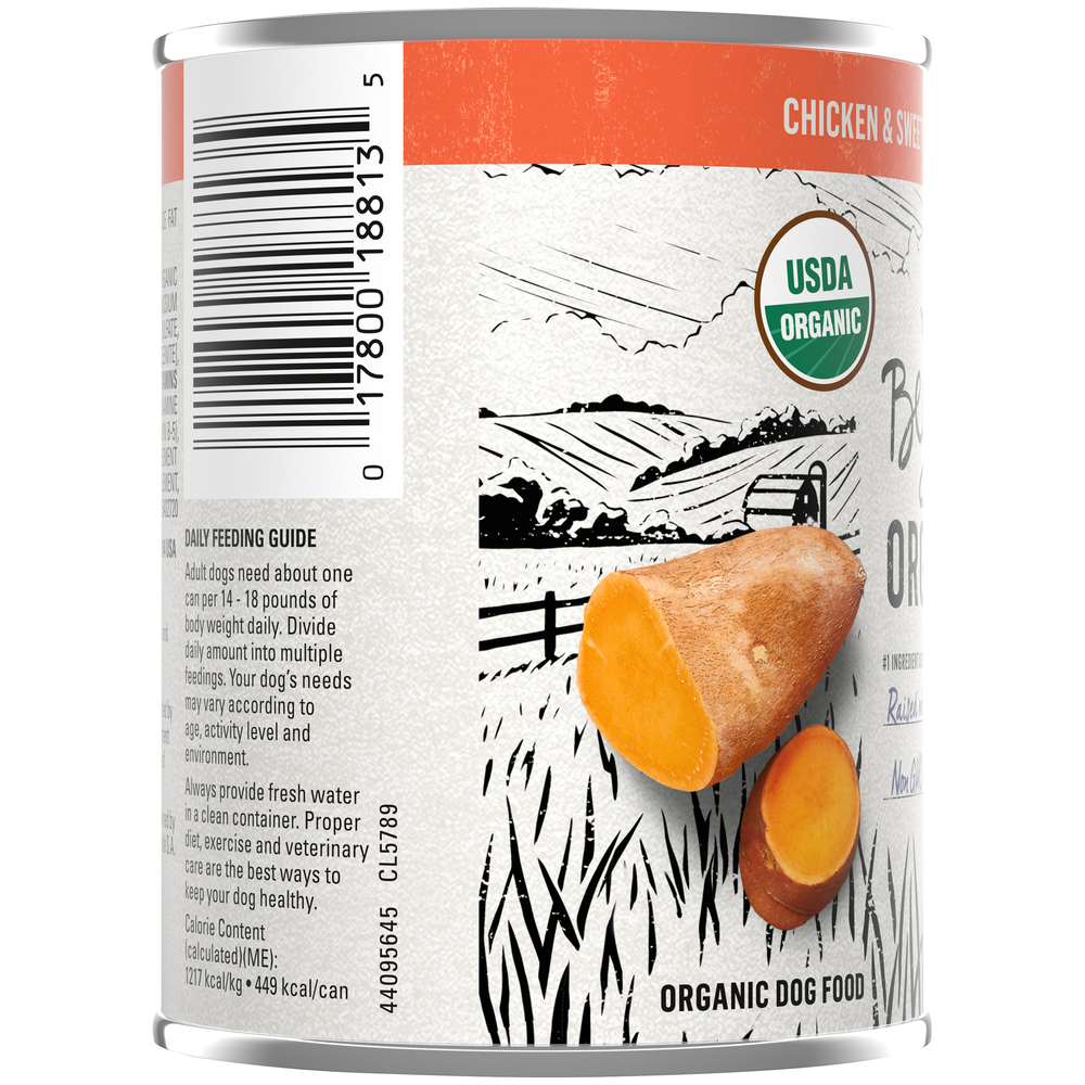 Beyond Organic Wet Dog Food Organic Chicken Sweet Potato Adult Recipe Ground Entree With Broth