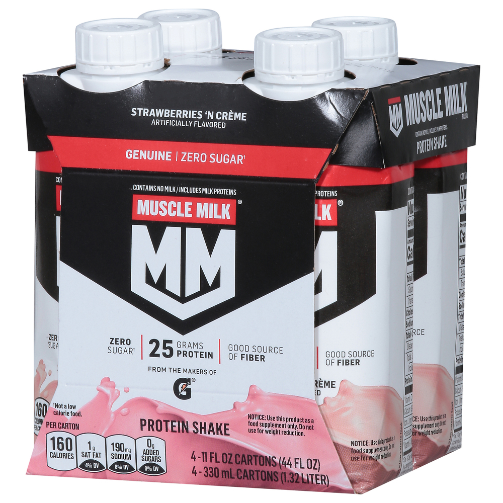 Muscle Milk Protein Shake, Zero Sugar, Genuine, Strawberries 'N Creme