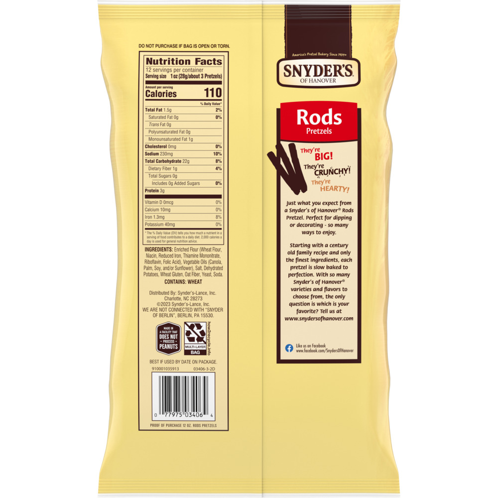 Syder Pretzel Rods Snyder's of Hanover® Pretzel Rods-Planogram-Back