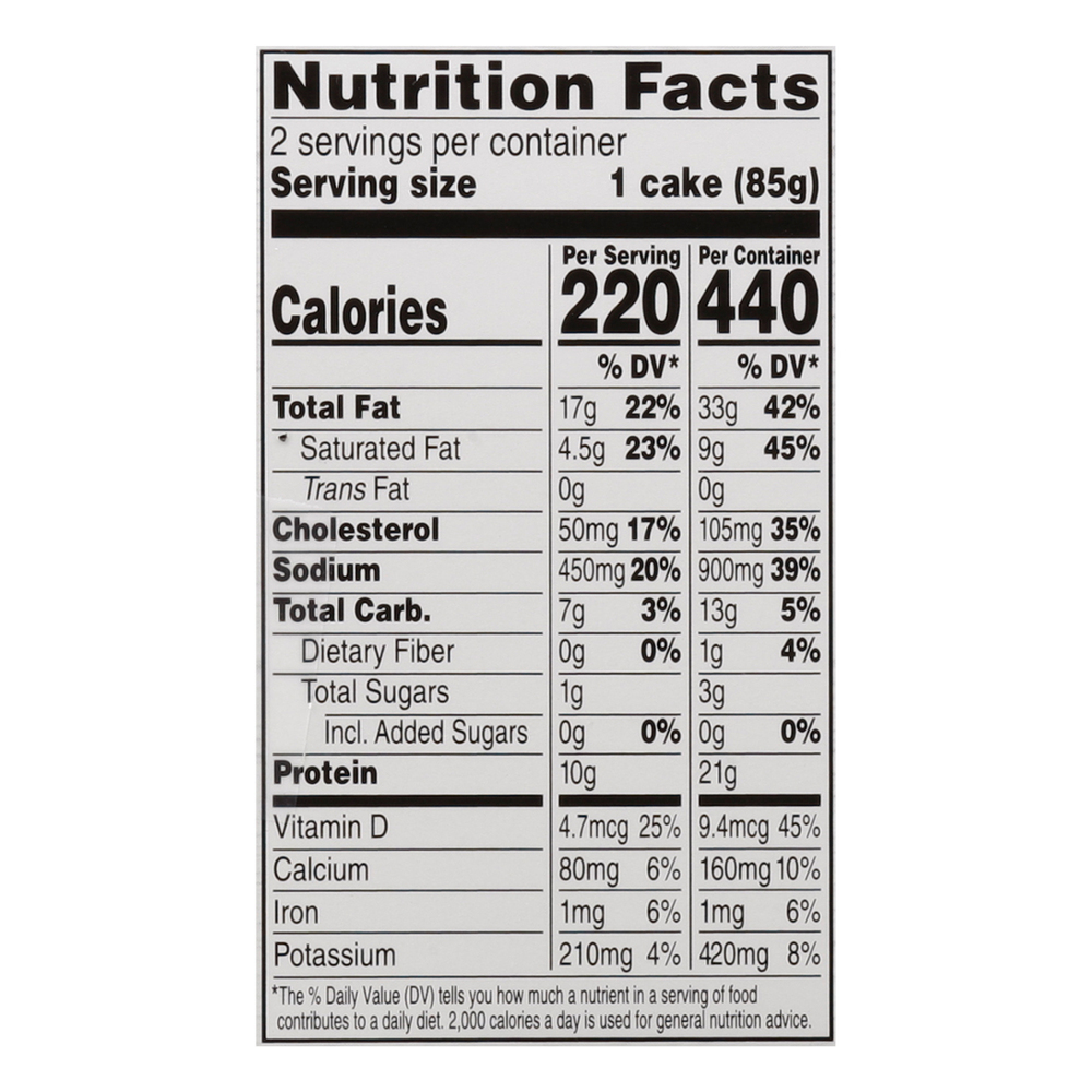 Raley's Caprese Salmon CakesNutritionFacts