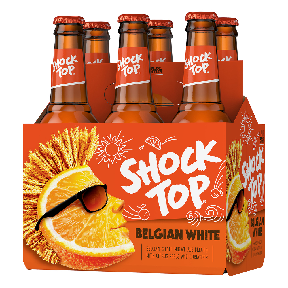 Shock Top Beer, Belgian White, 6 Pack-Front-Right-Elevated