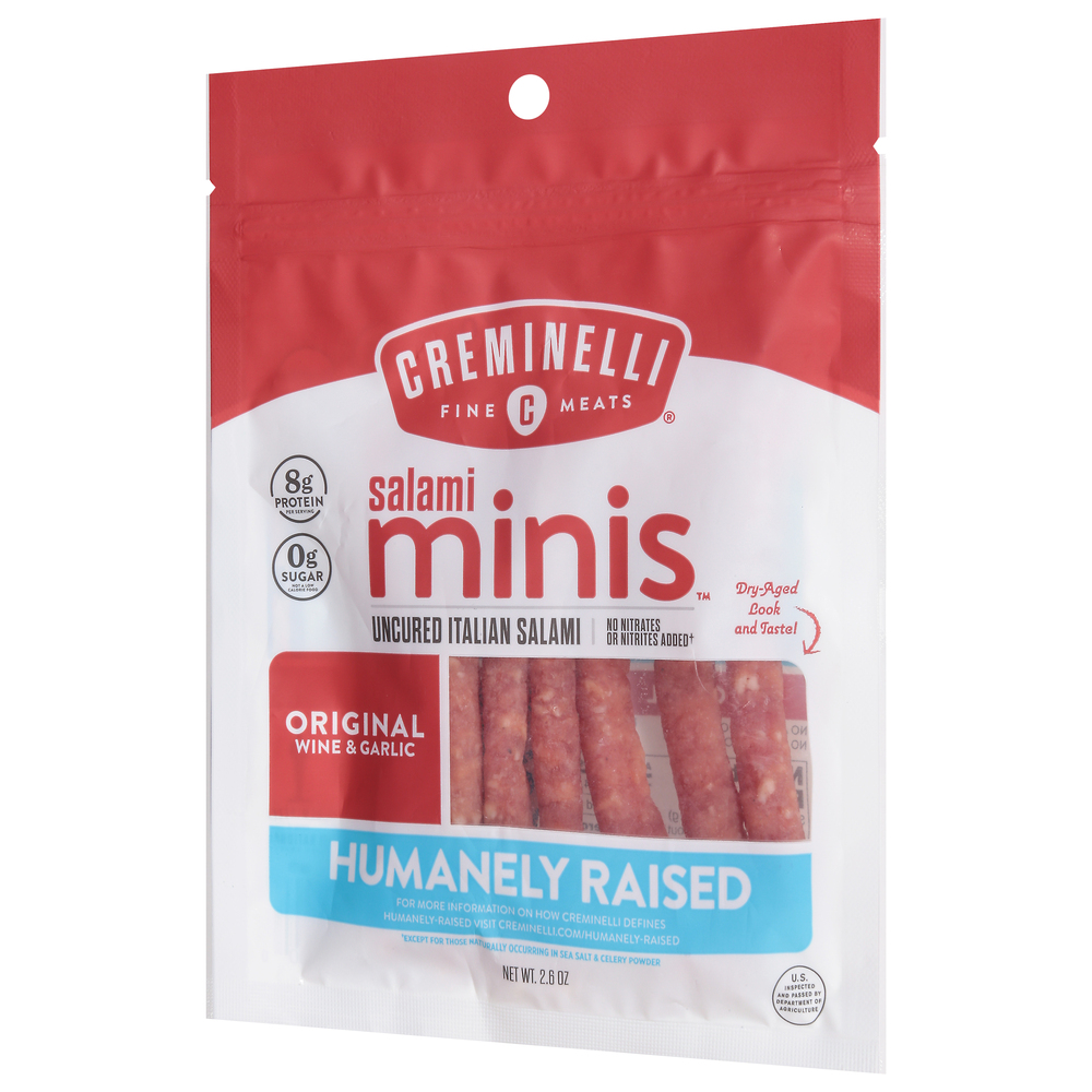 Creminelli Fine Meats Salami, Original Wine & Garlic, Minis-Front-Right ...