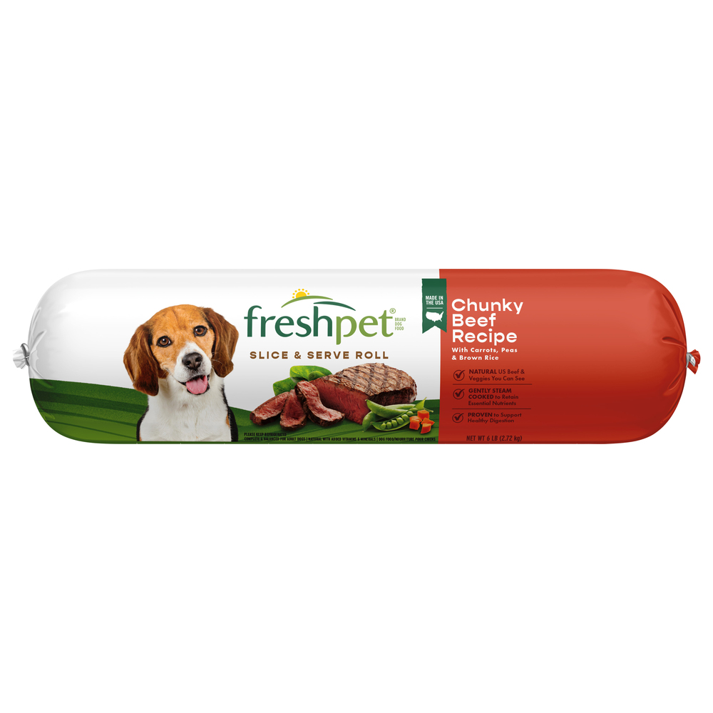 Freshpet Dog Food Chunky Beef Recipe Slice Serve Roll