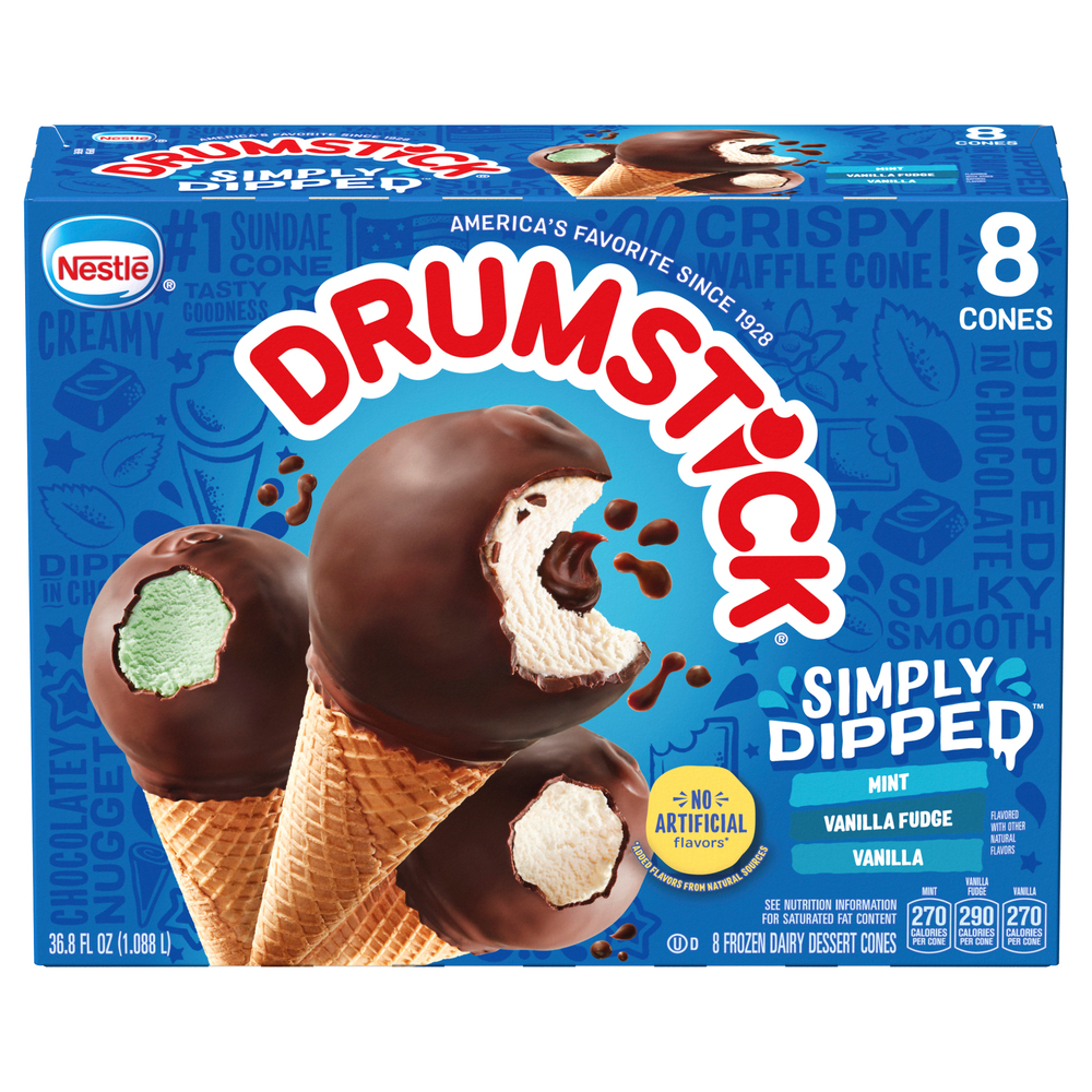 Nestle Drumstick Simply Dipped Frozen Dairy Dessert Cones Variety Pack