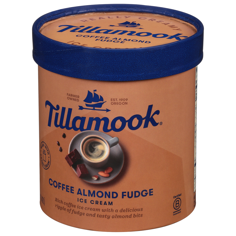 Tillamook Ice Cream, Coffee Almond FudgeFrontRightElevated