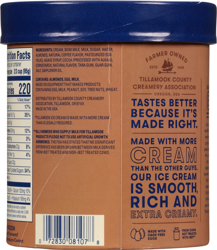 Tillamook Ice Cream, Coffee Almond FudgePlanogramBack