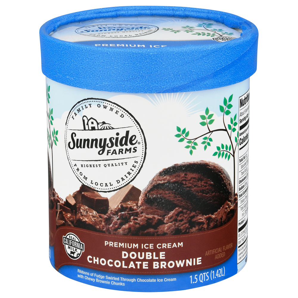 Sunnyside Farms Ice Cream, Premium, Double Chocolate Brownie-Main