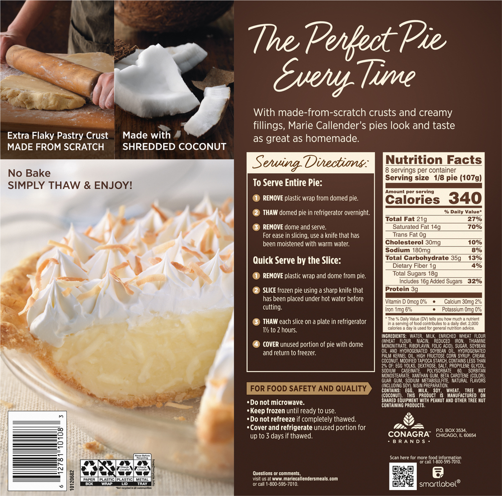 Marie callender's pie shop menu