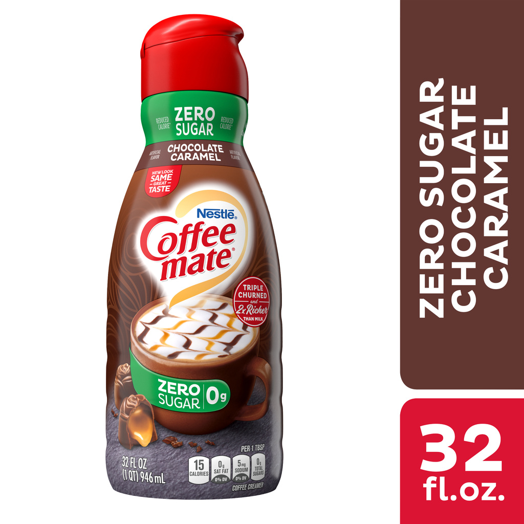 CoffeeMate Coffee Creamer, Zero Sugar, Chocolate CaramelHero