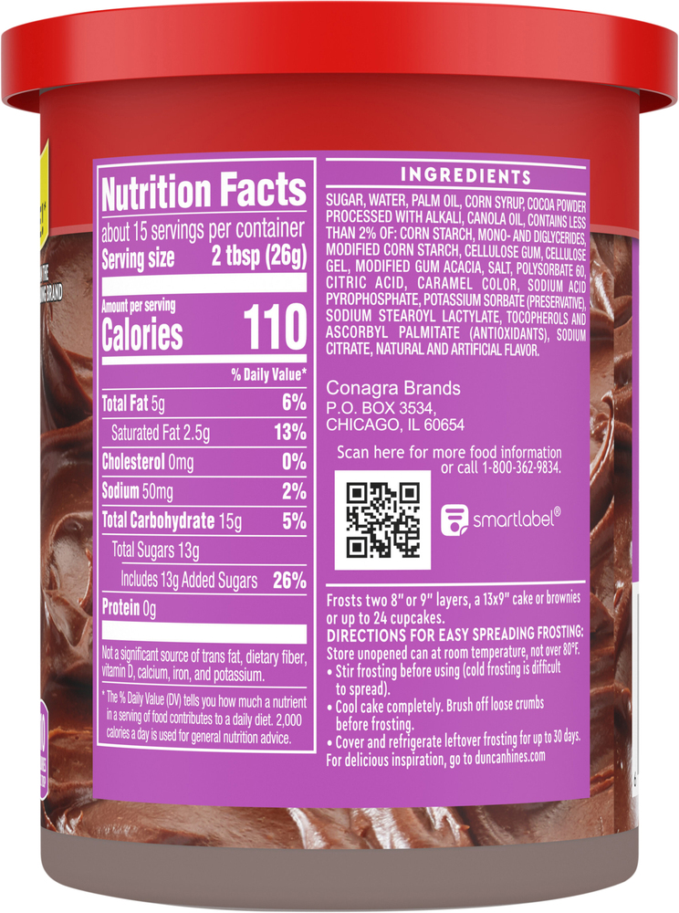 Duncan Hines Whipped Frosting, ChocolatePlanogramBack