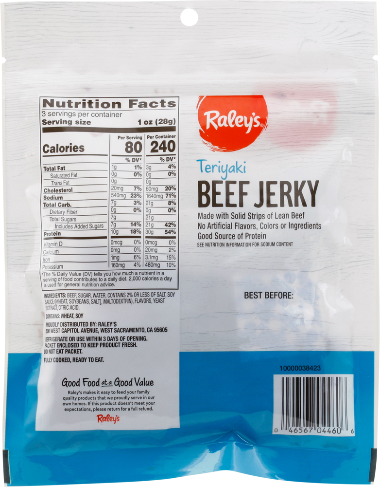 beef jerky teriyaki nutrition facts