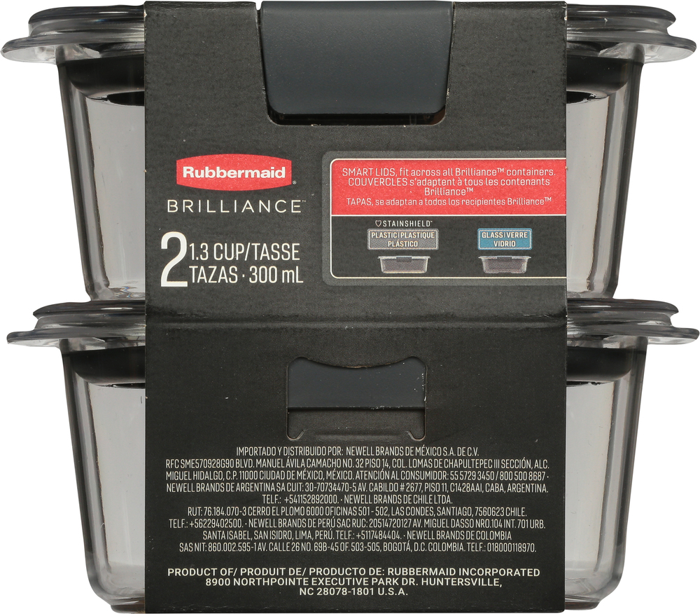 Rubbermaid Brilliance Containers, Plastic, 1.3 Cup, Value Pack