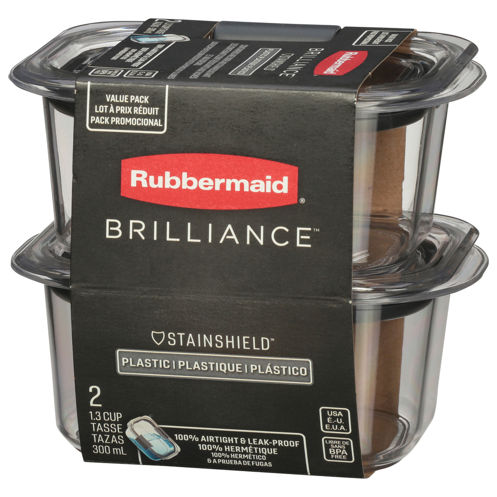 Rubbermaid Brilliance Containers, Plastic, 1.3 Cup, Value Pack