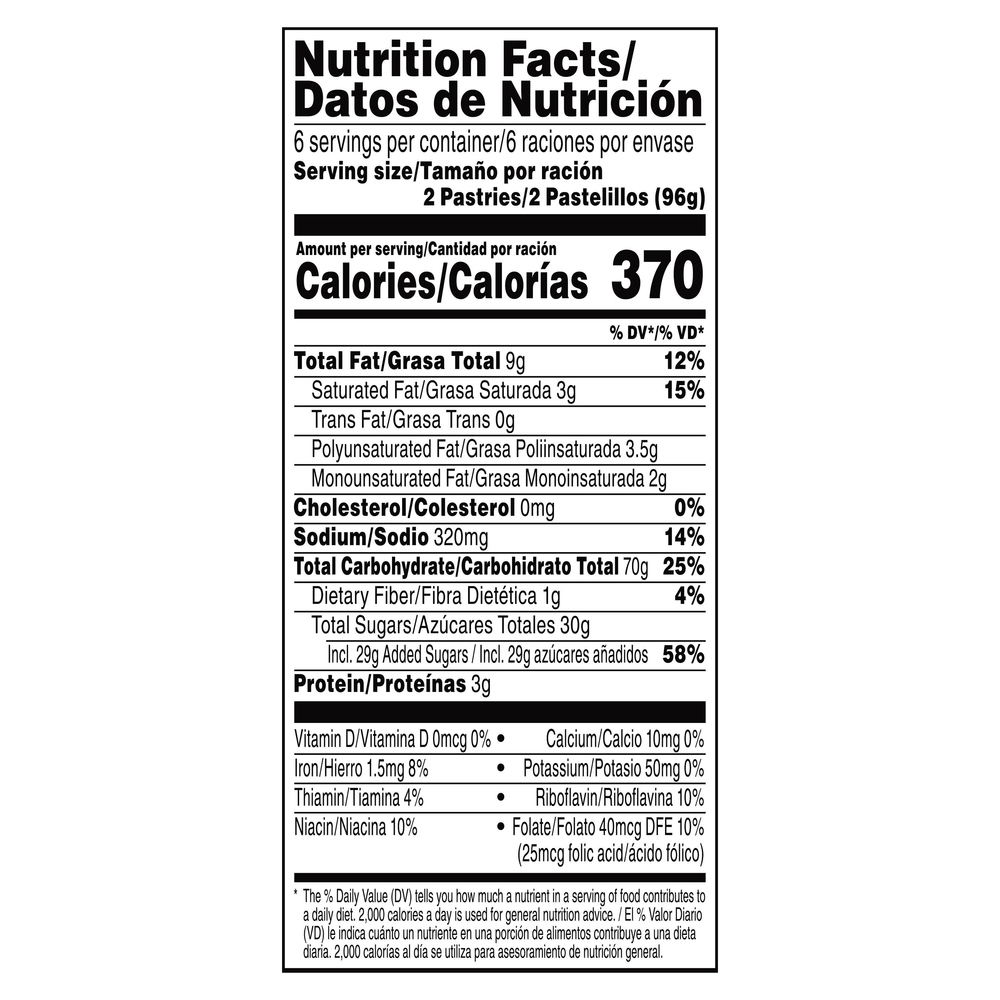 PopTarts Toaster Pastries, Blueberry, Frosted, Value PackNutritionFacts