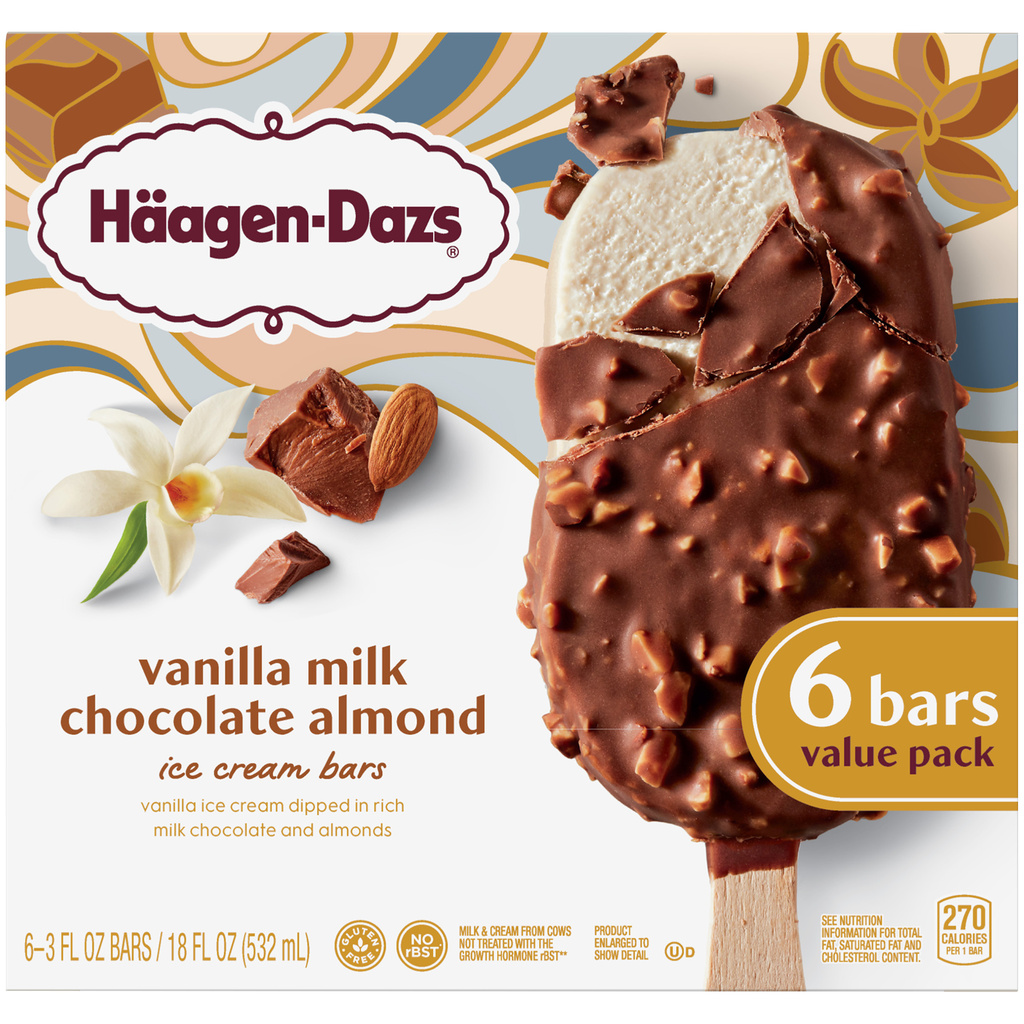 Haagen Dazs Haagen Dazs Vanilla Milk Chocolate Almond Ice Cream Bars 6ct Hero