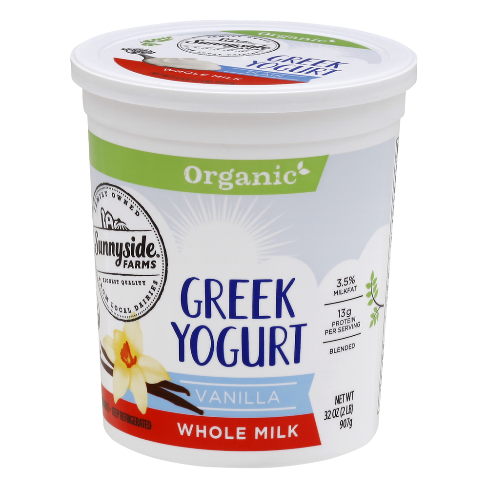 Sunnyside Farms Yogurt, Greek, Organic, Vanilla, Whole MilkFrontRight