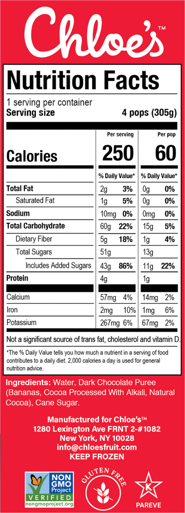 Chloe's Fruit Pops, Dark Chocolate