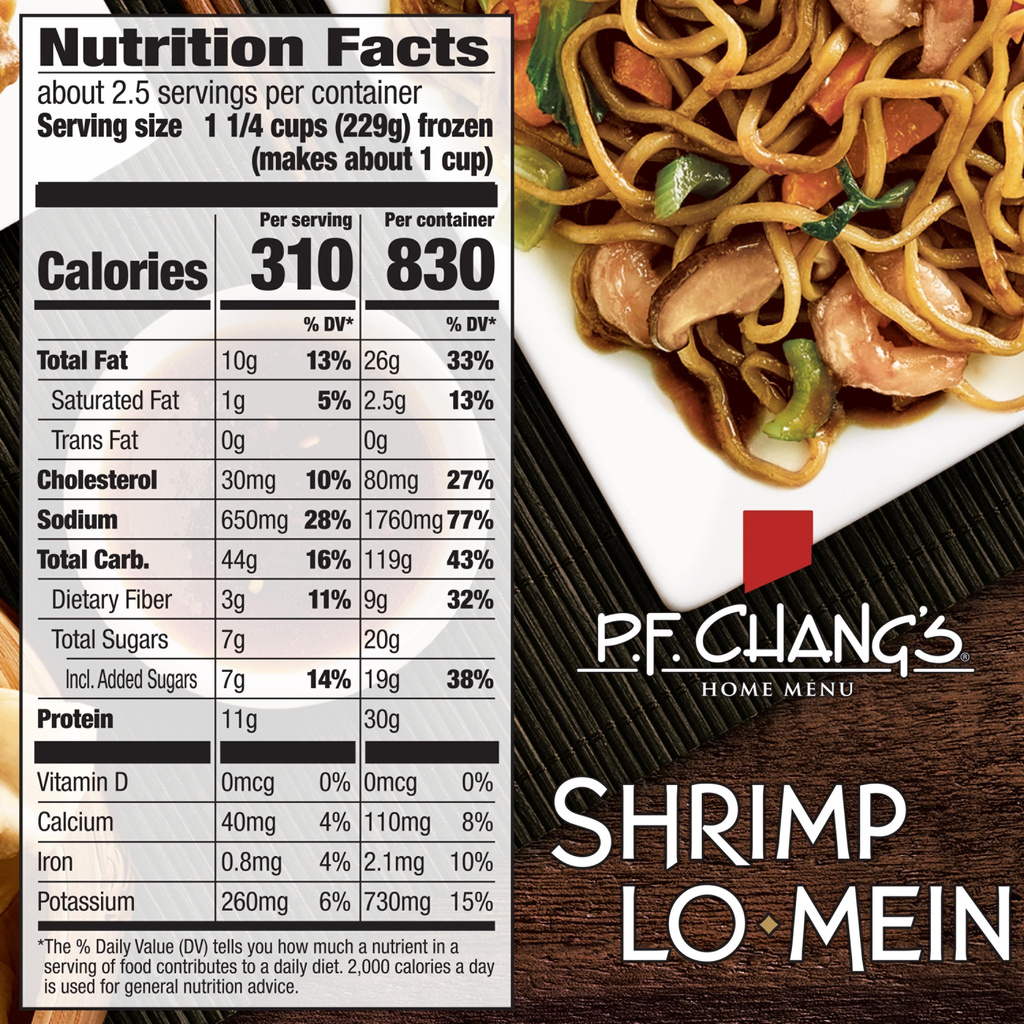 P.F. Chang's Home Menu Shrimp Lo Mein-Nutrition-Facts
