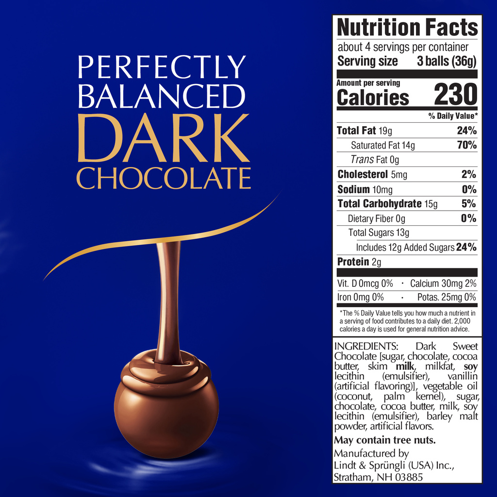 Lindt Lindor Chocolate Truffles, Dark-Nutrition-Facts