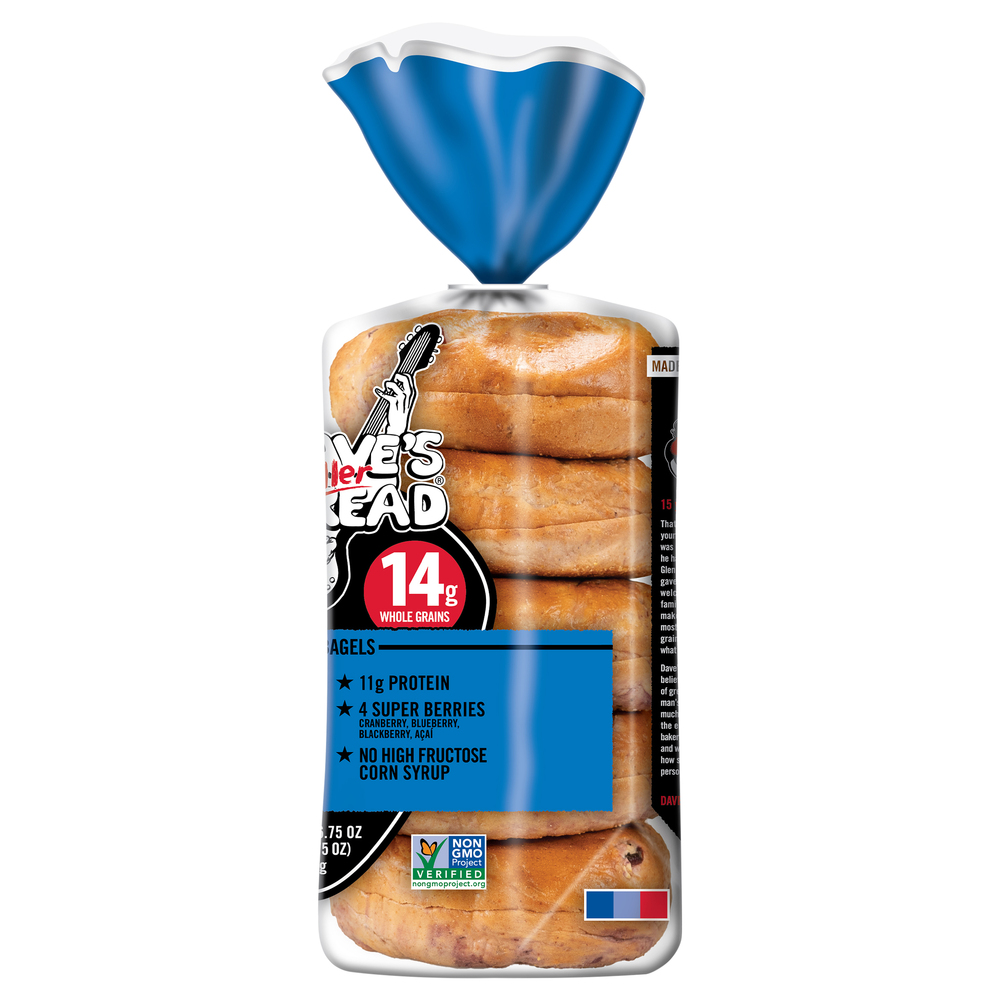 Dave's Killer Bread Boomin Berry Bagels, OrganicFrontRightElevated