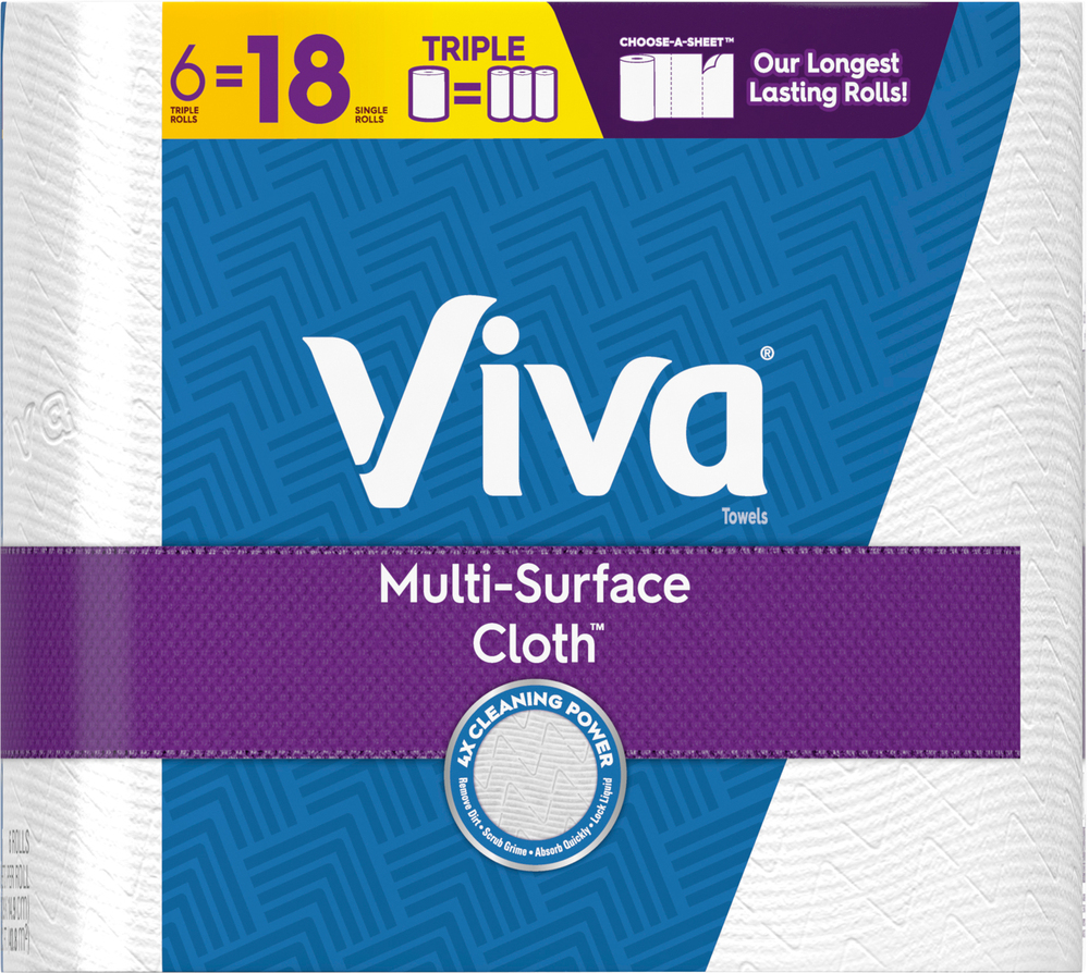 Viva MultiSurface Cloth Towels, ChooseASheet, Triple, 2 Ply