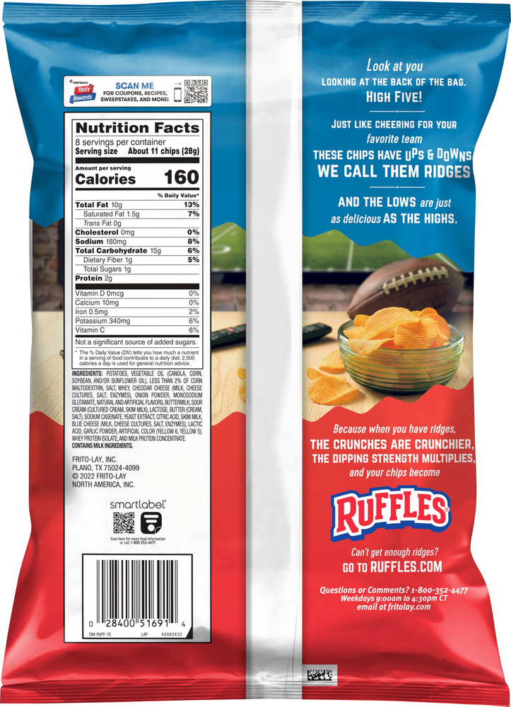 Raspberry Ruffles Back Label Ruffles Cheddar & Sour Cream Flavored Potato Chips-Planogram-Back