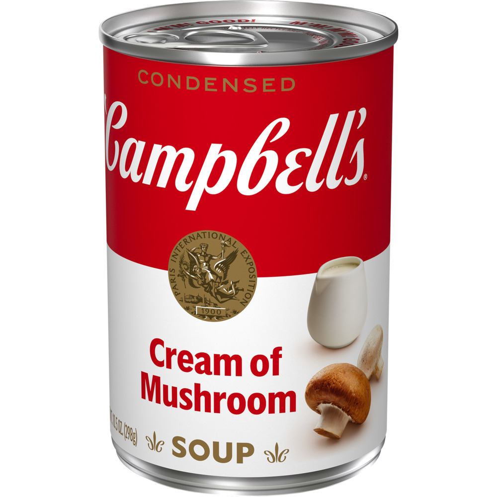 Campbell s Condensed Soup Cream Of Mushroom Front Right Elevated campbell-s-condensed-soup-cream-of-mushroom-front-right-elevated