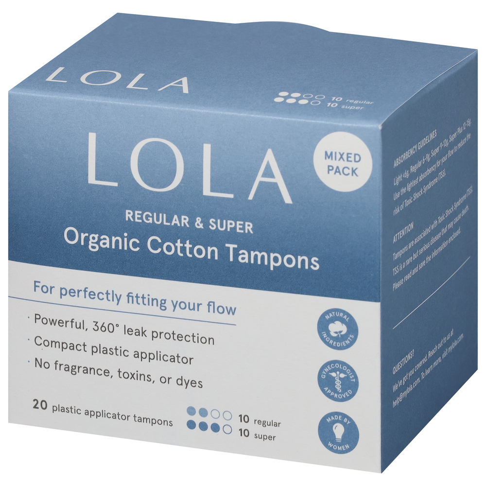 Lola Tampons, Organic Cotton, Regular & Super, Mixed Pack