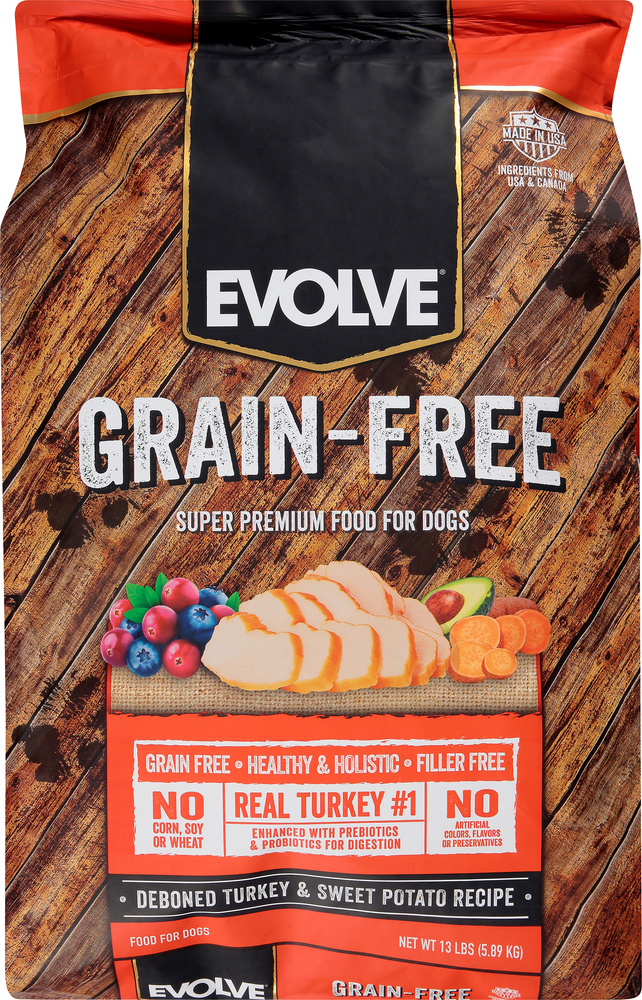 Evolve Food for Dogs, Super Premium, Grain-Free, Deboned Turkey & Sweet ...